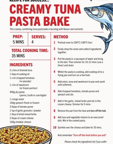 Tuna pasta bake recipe image