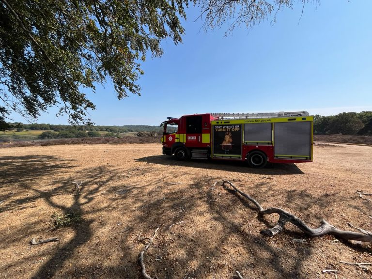 London Fire Brigade fire engine parked up in the New Forest