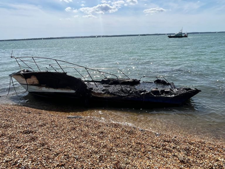 Fire damaged boat