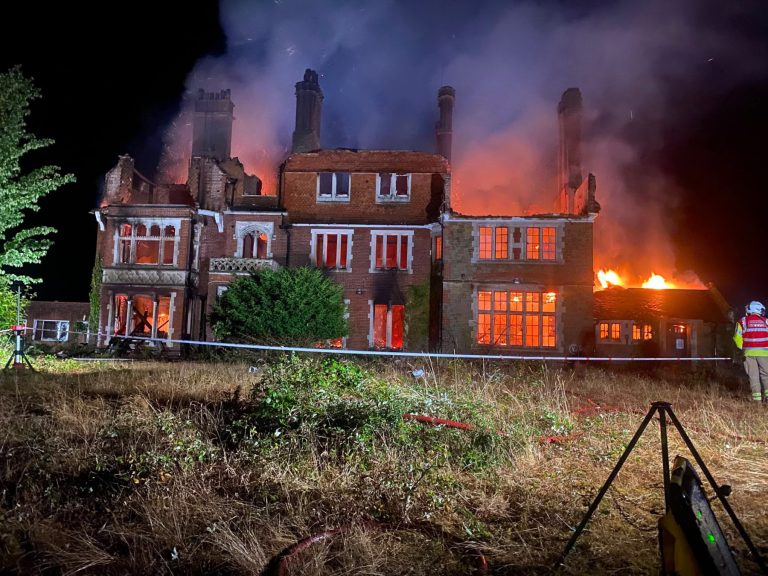 Derelict building on fire